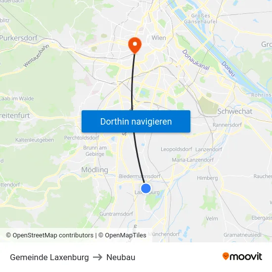 Gemeinde Laxenburg to Neubau map