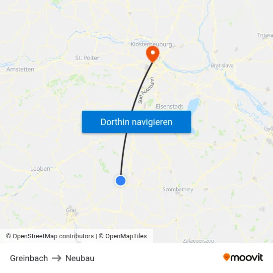 Greinbach to Neubau map