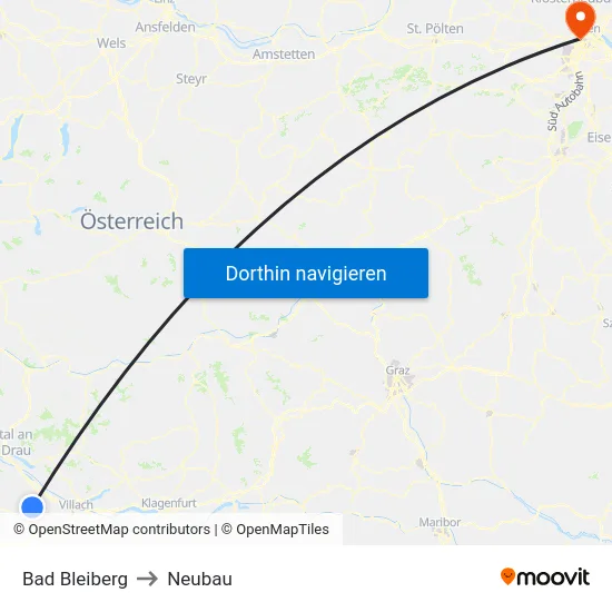 Bad Bleiberg to Neubau map