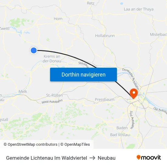 Gemeinde Lichtenau Im Waldviertel to Neubau map
