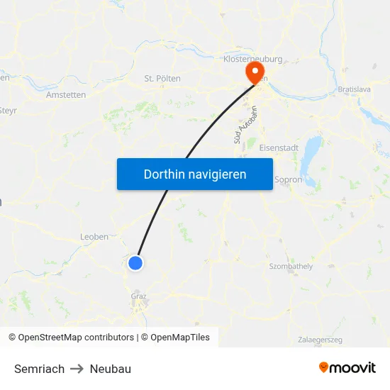 Semriach to Neubau map