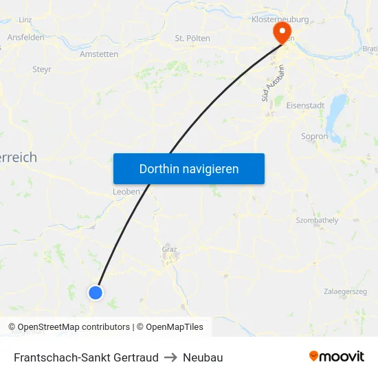 Frantschach-Sankt Gertraud to Neubau map