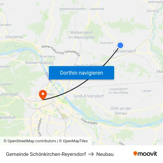 Gemeinde Schönkirchen-Reyersdorf to Neubau map