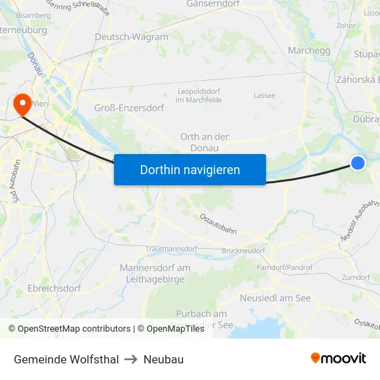 Gemeinde Wolfsthal to Neubau map