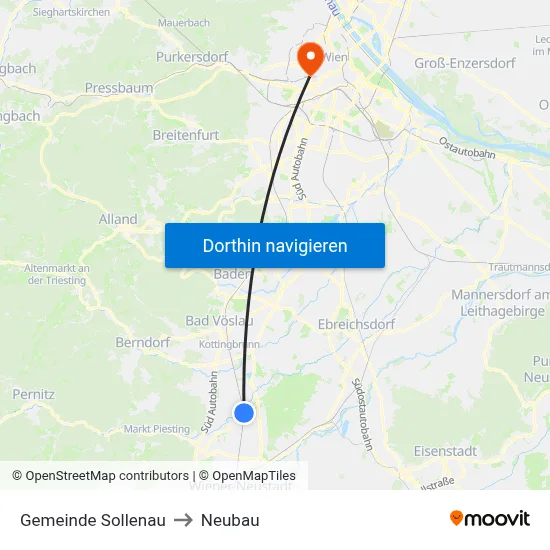 Gemeinde Sollenau to Neubau map