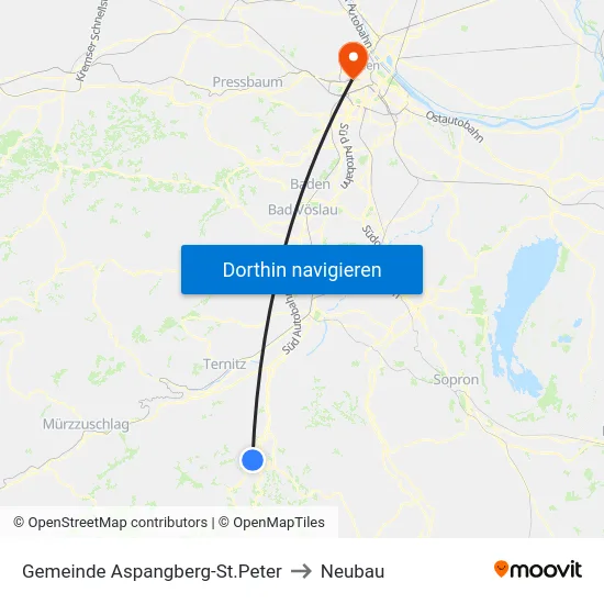 Gemeinde Aspangberg-St.Peter to Neubau map