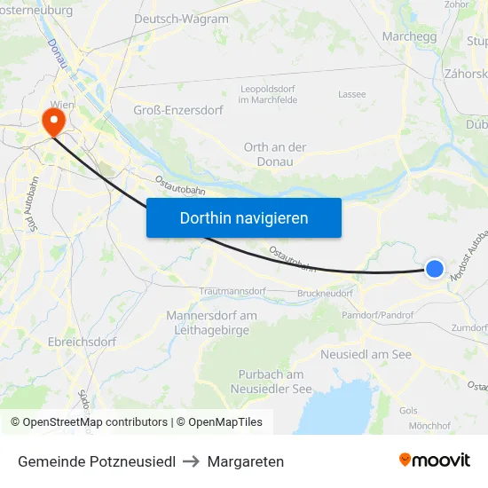 Gemeinde Potzneusiedl to Margareten map