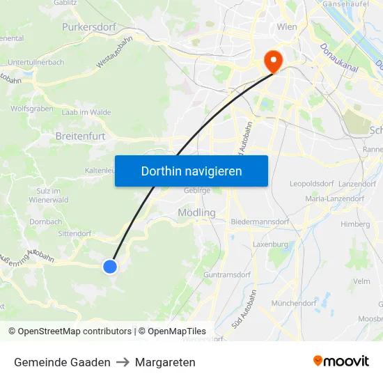 Gemeinde Gaaden to Margareten map