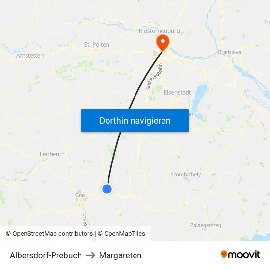 Albersdorf-Prebuch to Margareten map
