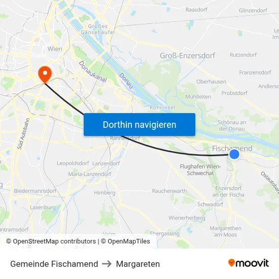Gemeinde Fischamend to Margareten map