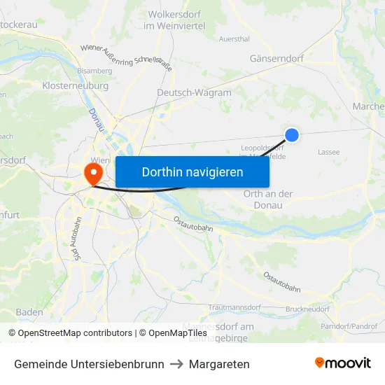 Gemeinde Untersiebenbrunn to Margareten map