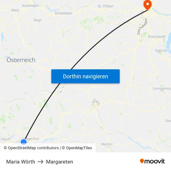 Maria Wörth to Margareten map