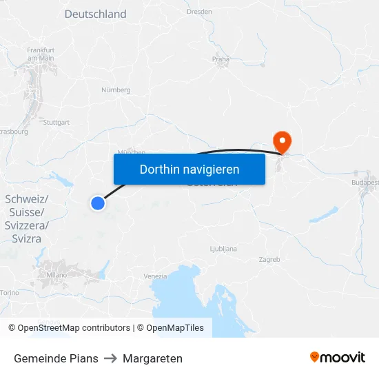 Gemeinde Pians to Margareten map