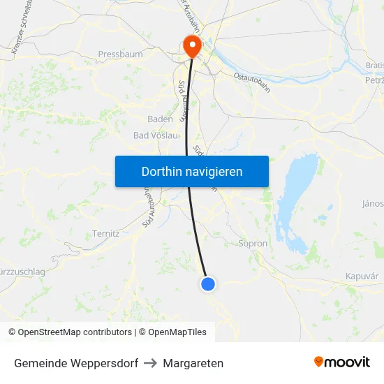 Gemeinde Weppersdorf to Margareten map