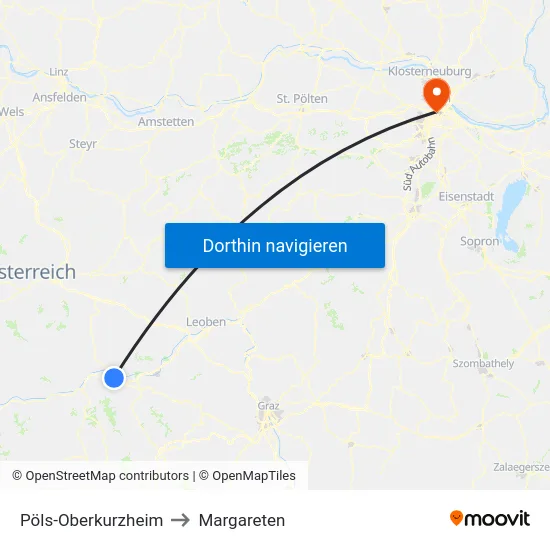 Pöls-Oberkurzheim to Margareten map