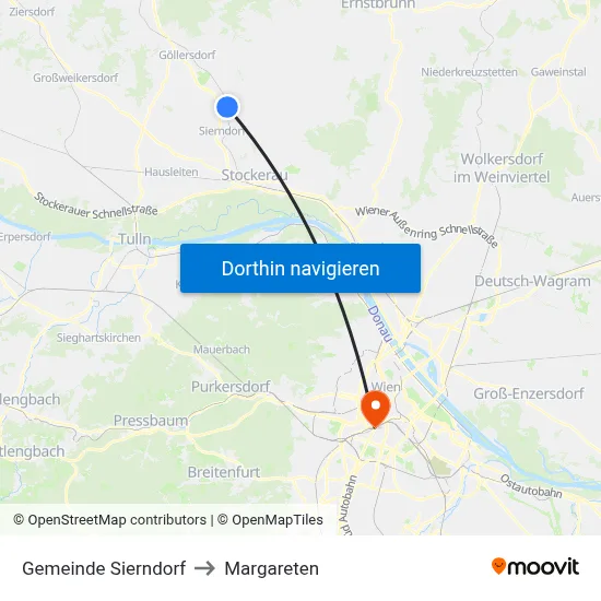 Gemeinde Sierndorf to Margareten map