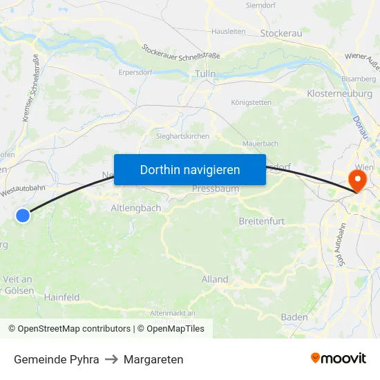 Gemeinde Pyhra to Margareten map
