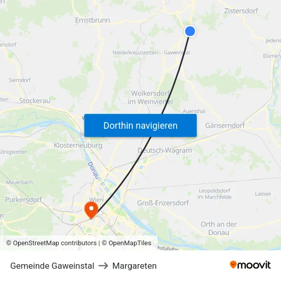 Gemeinde Gaweinstal to Margareten map