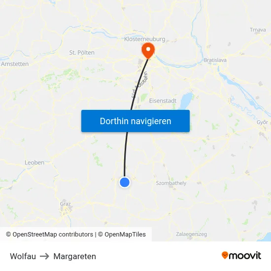 Wolfau to Margareten map