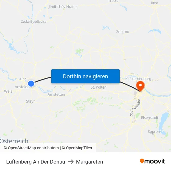 Luftenberg An Der Donau to Margareten map