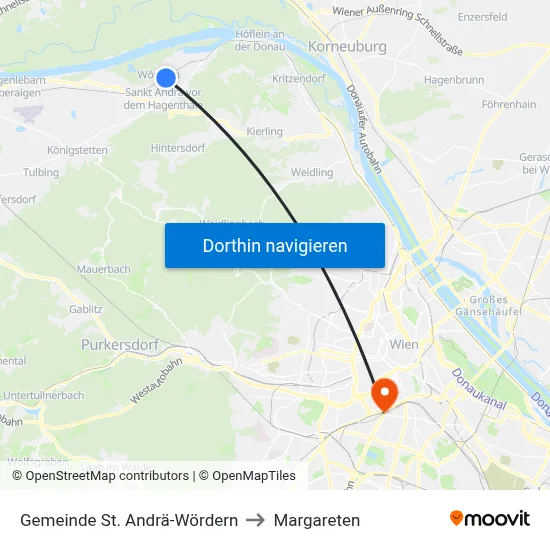 Gemeinde St. Andrä-Wördern to Margareten map