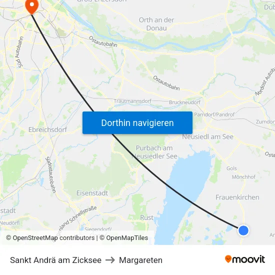 Sankt Andrä am Zicksee to Margareten map