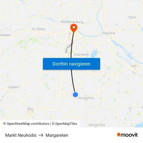 Markt Neuhodis to Margareten map