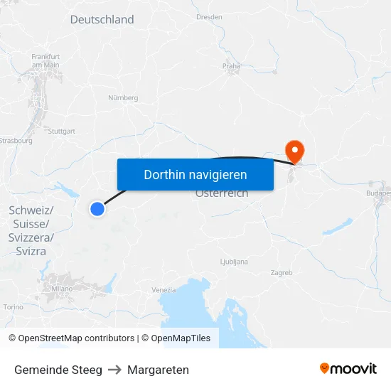 Gemeinde Steeg to Margareten map