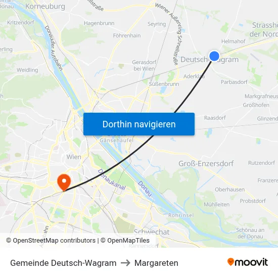 Gemeinde Deutsch-Wagram to Margareten map