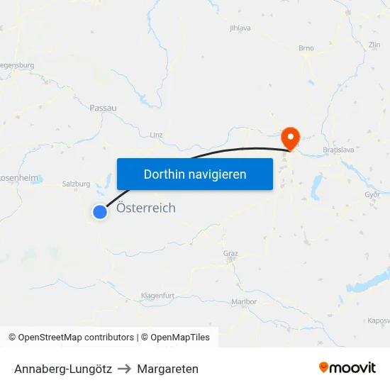 Annaberg-Lungötz to Margareten map