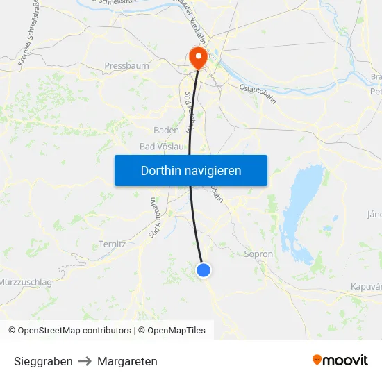 Sieggraben to Margareten map