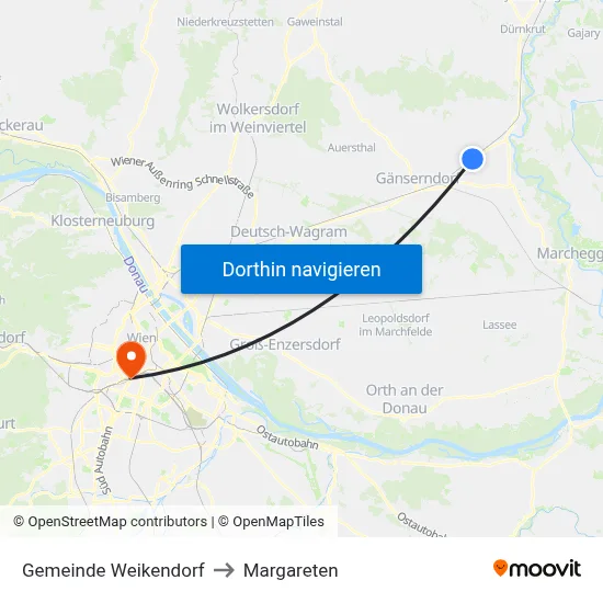 Gemeinde Weikendorf to Margareten map