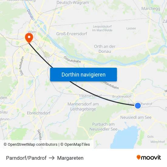 Parndorf/Pandrof to Margareten map