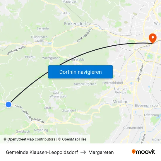 Gemeinde Klausen-Leopoldsdorf to Margareten map