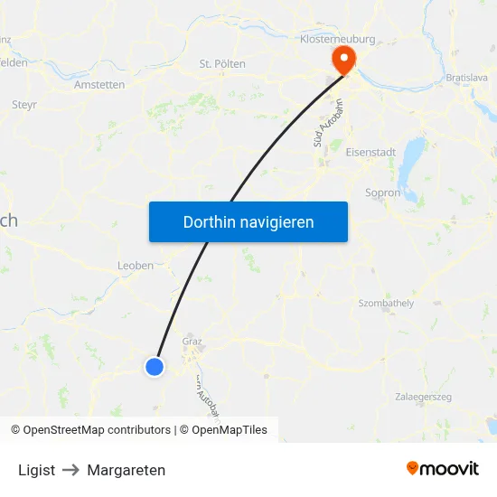 Ligist to Margareten map