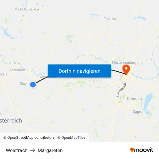 Weistrach to Margareten map
