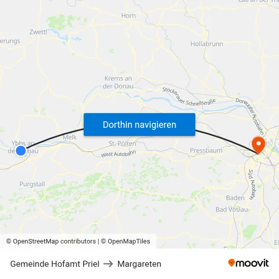 Gemeinde Hofamt Priel to Margareten map