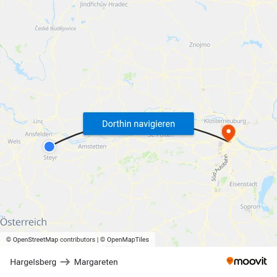 Hargelsberg to Margareten map