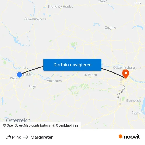 Oftering to Margareten map