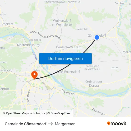 Gemeinde Gänserndorf to Margareten map