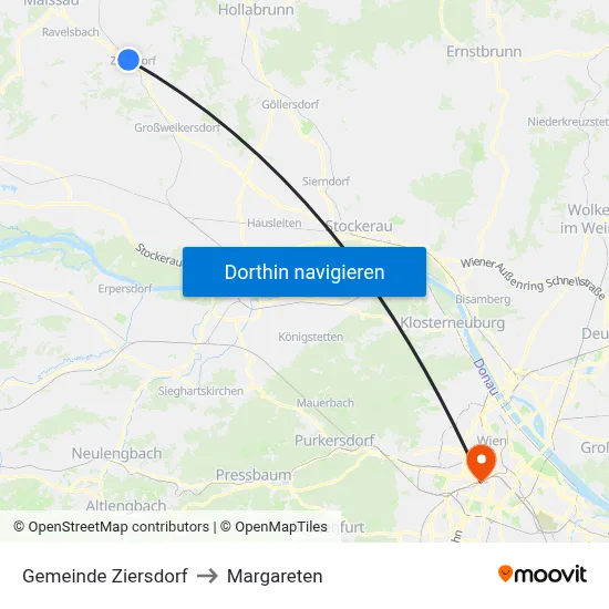 Gemeinde Ziersdorf to Margareten map