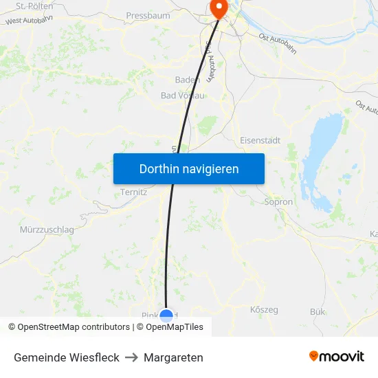 Gemeinde Wiesfleck to Margareten map