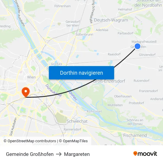 Gemeinde Großhofen to Margareten map