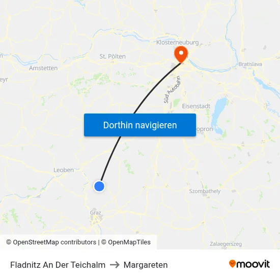 Fladnitz An Der Teichalm to Margareten map