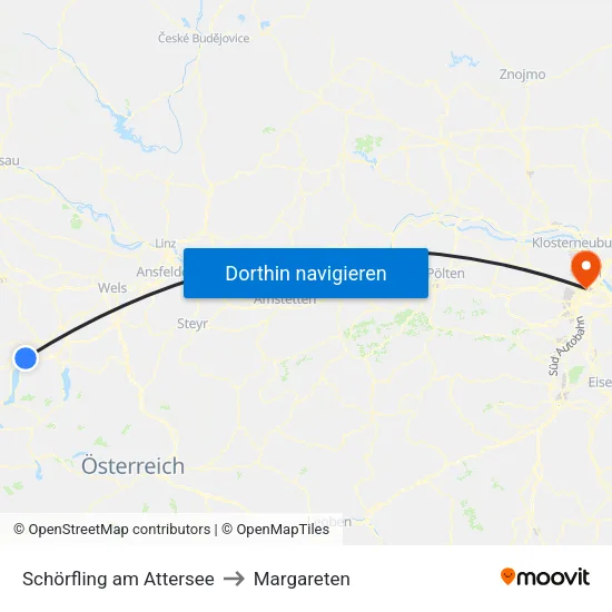 Schörfling am Attersee to Margareten map