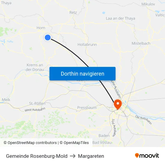 Gemeinde Rosenburg-Mold to Margareten map