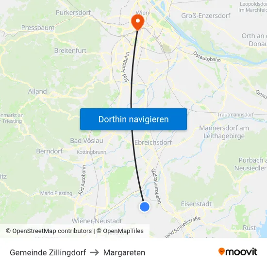 Gemeinde Zillingdorf to Margareten map