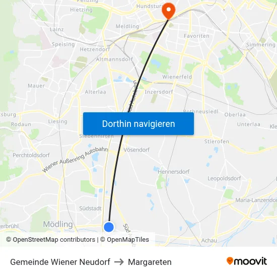 Gemeinde Wiener Neudorf to Margareten map