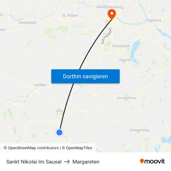 Sankt Nikolai Im Sausal to Margareten map