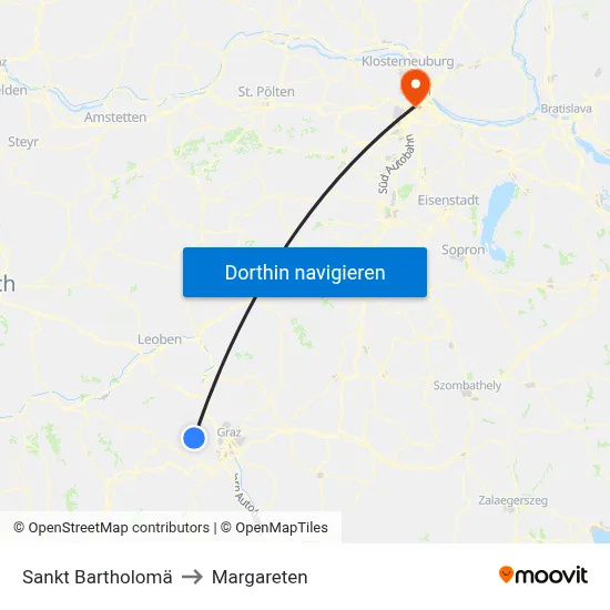 Sankt Bartholomä to Margareten map